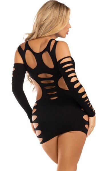 Black Leg Avenue Hits Different Shredded mini dress with ripped sides