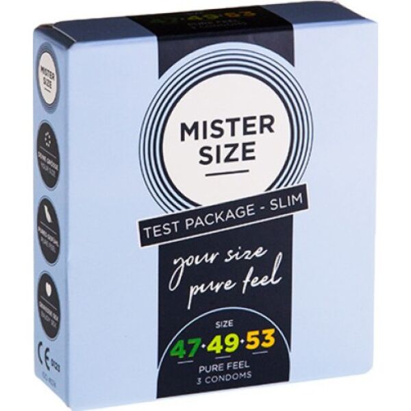 Mister Size 47, 49 and 53 condoms, pack of 3