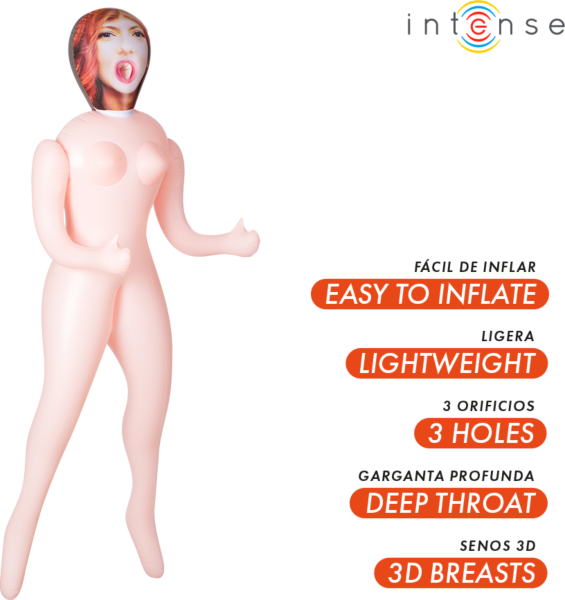 Intense Scarlett inflatable doll with three orifices