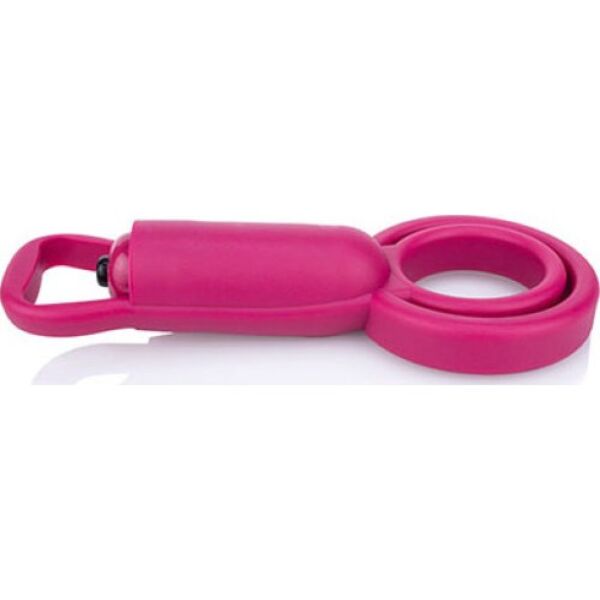 Screaming O OmegO vibrating cock ring in burgundy, with its two rings and the bullet vibrator