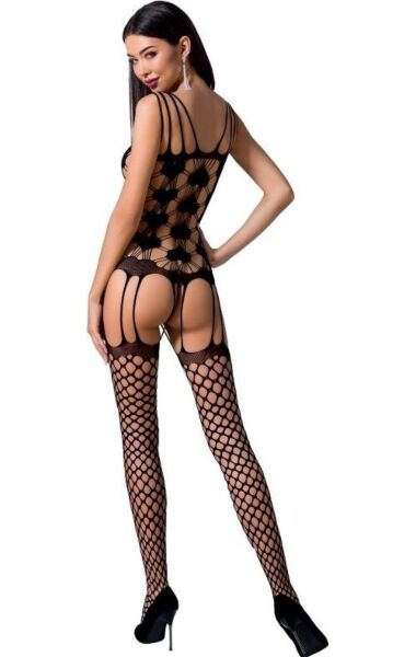 Passion BS067 bodystocking in fishnet and lace with an open crotch