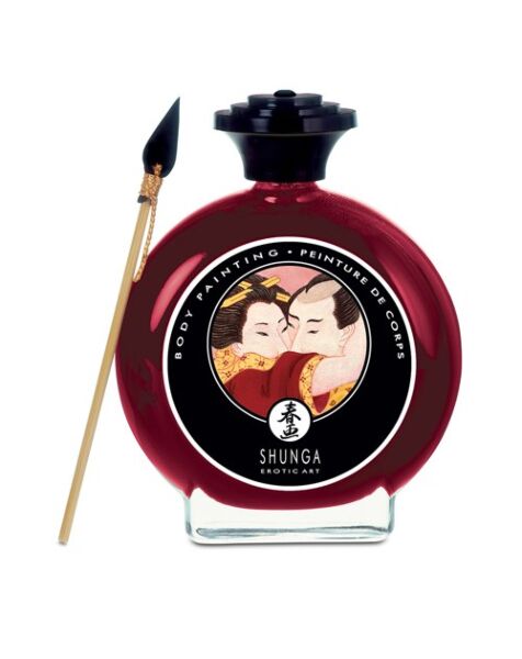 Shunga Body Paint Fresa Cava with its brush
