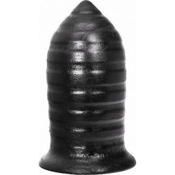 All Black AB85 Thrill butt plug, black with a ribbed surface