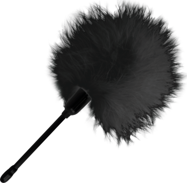 Darkness 20 cm black feather tickler with its handle