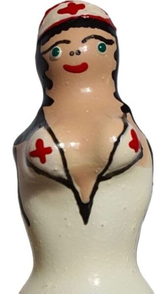 Condomerie Blonde Nurse condom, hand-painted