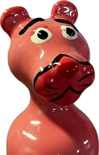 Condomerie Pink Panther novelty condom, made from latex and hand-painted