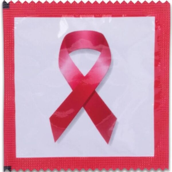 Pasante Red Ribbon condoms, 144 pack, presented in sheets with Red Ribbon designs