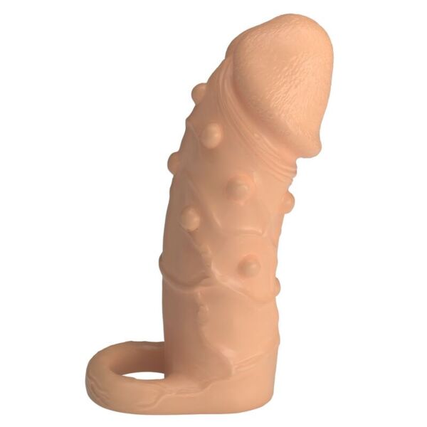 Pretty Love Dort penis sleeve in natural colour, with a textured surface and a retaining ring