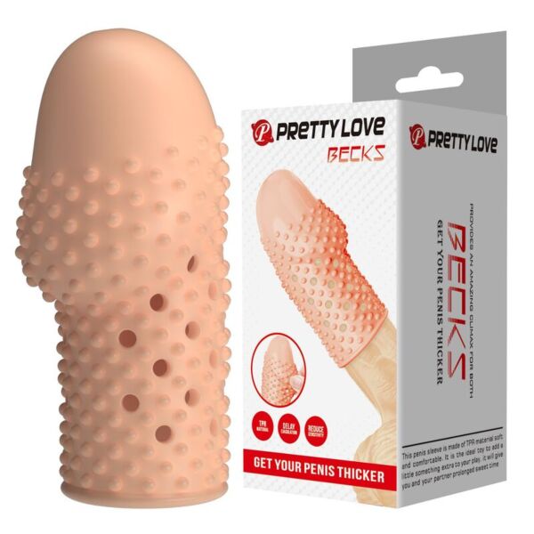 Pretty Love Geek's penis sleeve, with texture on the outer surface