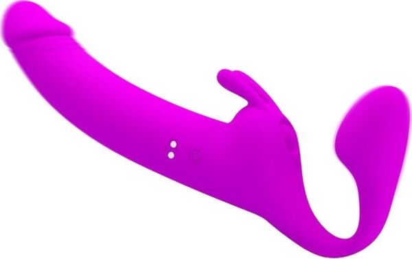 Pretty Love BI-040171 strapless strap-on in silicone, with two vibrating heads