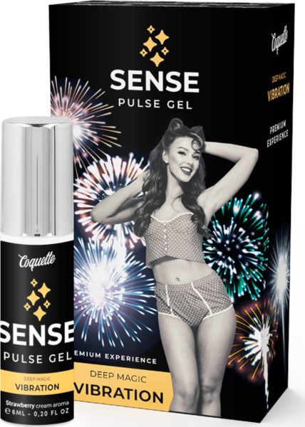 Coquette Chic Desire Sense Pulse Gel liquid vibrator in its bottle with spray pump