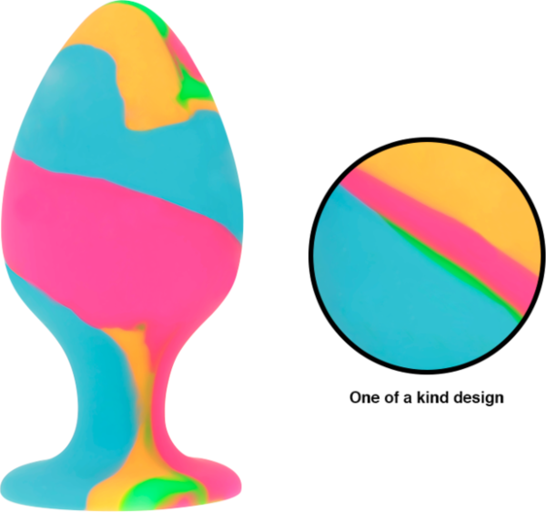 Set of three Intense Anal Plugs Set butt plugs in sizes S, M and L, with a tie-dye design and suction cup base