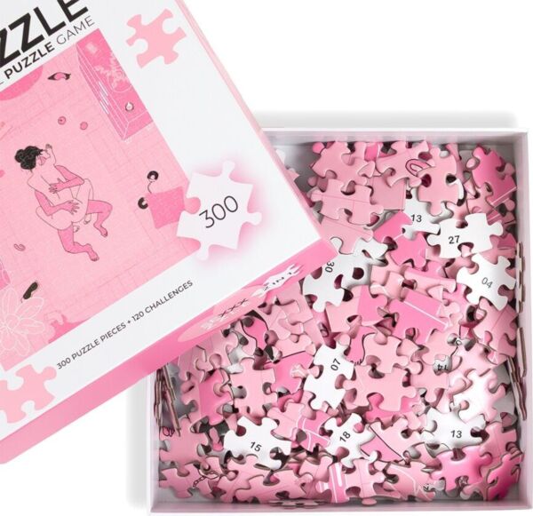 Box of the Secret Play Sexxxzzle adult puzzle game, a 300-piece puzzle with challenges for couples