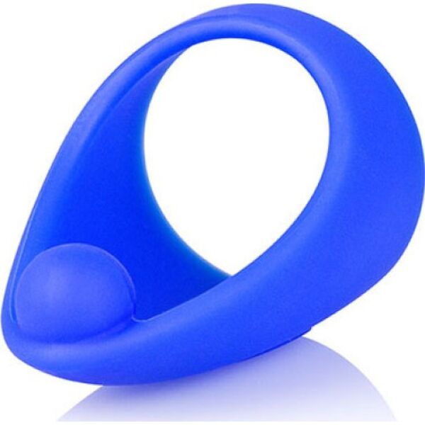 Blue Screaming O SlingO cock ring with an extension and small ball for perineal pressure