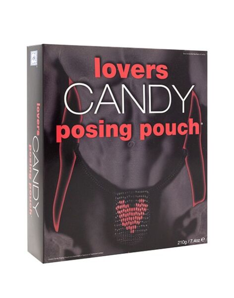 Men's candy thong Lovers Candy Posing Pouch by Spencer & Fleetwood, black with a red heart