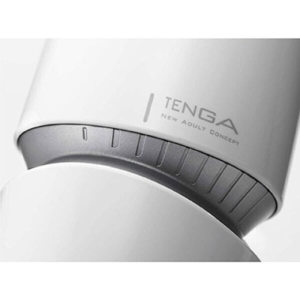 Tenga Aero Silver masturbator in black and white, with its silver ring