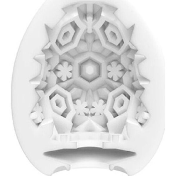 Tenga Egg Snow Crystal masturbator in the shape of an egg, with a snowflake texture inside