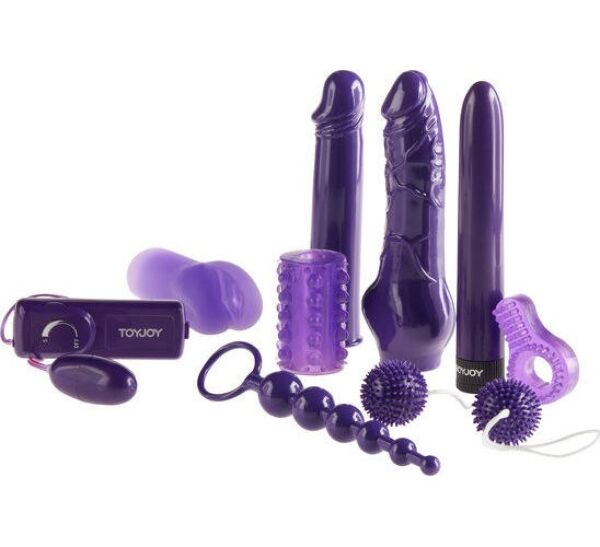Just For You Mega Purple sex toy kit with its different pieces