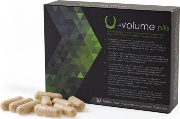 Box of 500Cosmetics U-Volume Pills food supplement, with tablets