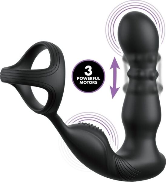 Black Fantasy Elite Ass-Gasm Taint-alizer anal vibrator with rotating balls to stimulate the perineum
