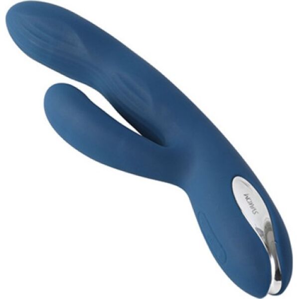 SVAKOM Aylin rabbit vibrator in dark blue, with its G-spot tip and clitoral arm