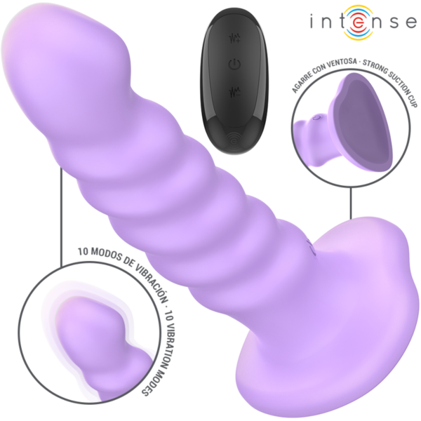 Purple Intense Brenda vibrator with suction cup base and remote control