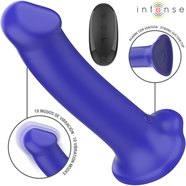 Dark blue Intense Victoria vibrator with suction cup base