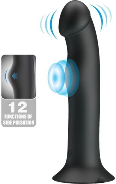 Pretty Love BI-014952 black silicone vibrator with a phallic head and a suction cup base