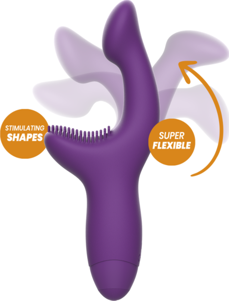 Rewolution Rewokiss dual stimulation vibrator, with its shaft and clitoral arm