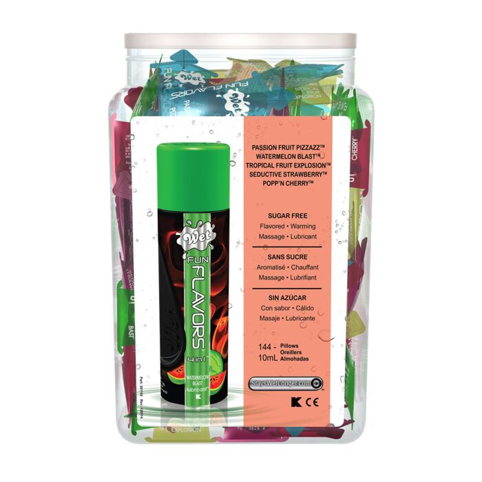 WET FUN FLAVORS HEATING 10ML 144 ASSORTED PILLOWS BOWL DISPLAY WET FUN FLAVORS HEATING 10ML 144 ASSORTED PILLOWS BOWL DISPLAY