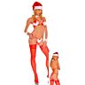 Music Legs Sexy Santa Costume with Feather Bikini