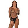 Bodystocking Lace by LJ Fishnet Crotchless Long Sleeve