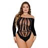 Lace Plus Size Long Sleeved Cut Out Back Bodysuit