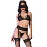 Set with Garter Chilirose CR 4467 Black S/M