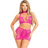 Lingerie Set Leg Avenue Fuchsia Open Lace Top & Skirt