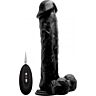 Vibrating realistic cock - 11 inch - with scrotum - black