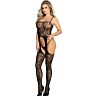 Bodystocking SUBBLIME Crotchless Design with Black Straps