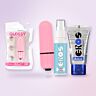 Bullet vibrator kit with lubricant and toy cleaner