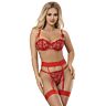 Sexy Lingerie Set Sublime Sets Heart Print Bra, Thong and Garter Belt