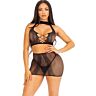 Lingerie Set Leg Avenue Black Open Lace Top & Skirt