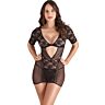 Lingerie Dress S Pleasures with Floral Lace and Open Back