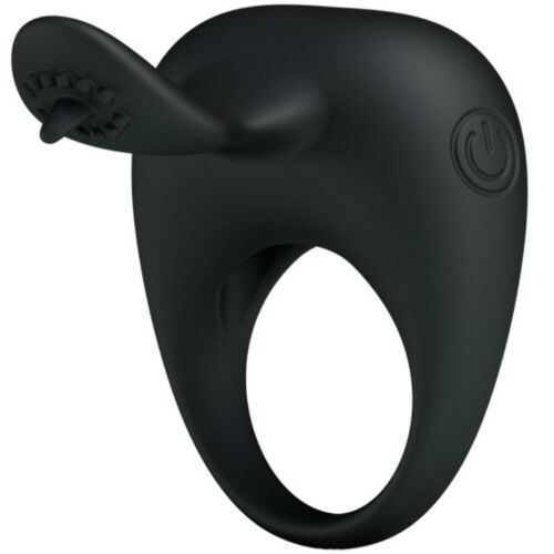 Pretty love vibrating silicone ring with tongue