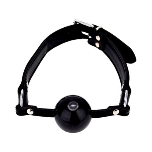 Bound Leather Solid Ball Gag Adjustable 59 cm
