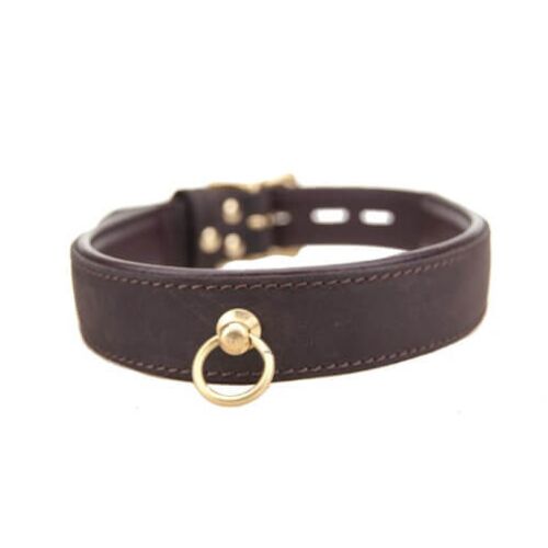 Restraints Bound Nubuck Leather Choker with O Ring