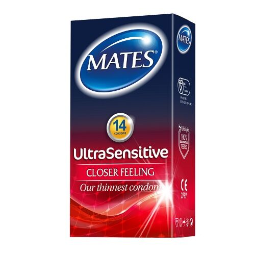 Mates Ultra Sensitive Condoms 14 Pack Ultra Thin Comfort
