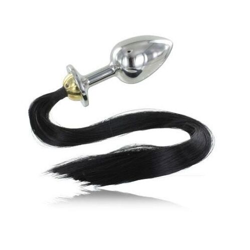 Anal Plug METAL HARD 8.89CM with Black Tail
