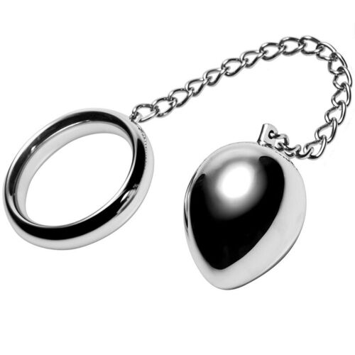 BDSM Cock Ring Metal Hard 45mm with Chain and Ball