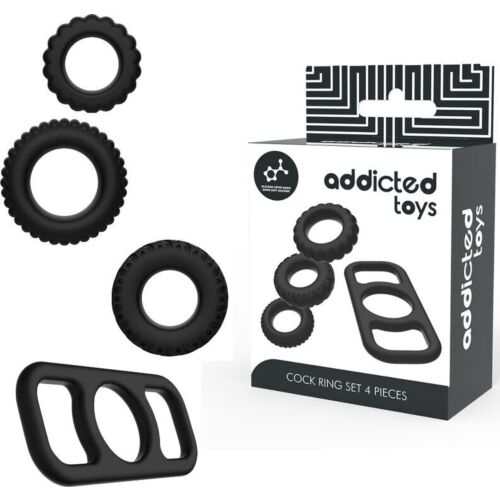 Addicted Toys Cock Ring Set – 4 Flexible Silicone Rings