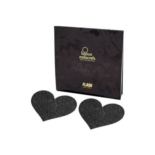 Body Decorations Bijoux Flash Collection Black Heart Nipple Covers