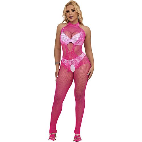 Bodystocking Sublime Crotchless Fishnet with High Neck
